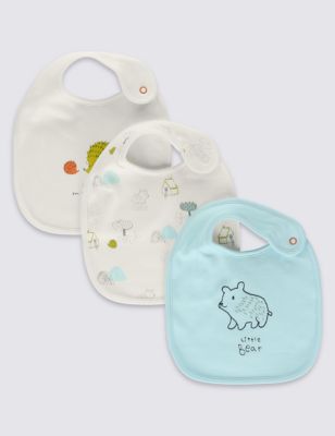 3 Pack Unisex Pure Cotton Assorted Bibs